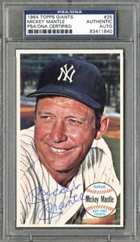 1964 Topps Giants Mickey Mantle Signed Card – PSA/DNA Authenticated